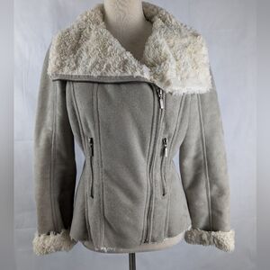 Bernardo Collection Moto Zip Jacket Size Medium Soft Zip Front Oversized Collar